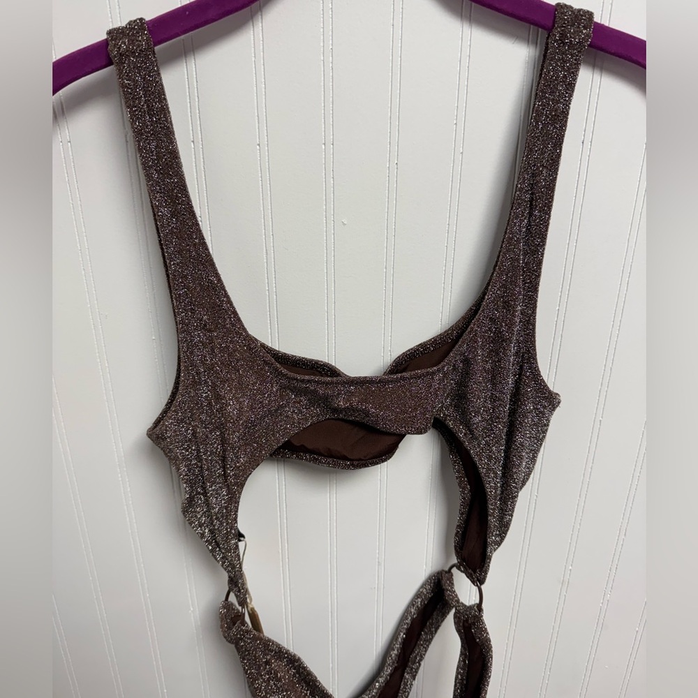 SKIMS Glitter Swim Monokini Cocoa Large - Picture 5 of 9